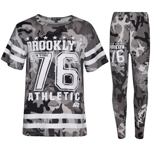 Kids Crop Top & Legging Set Active Wear Girls 5-13 Years