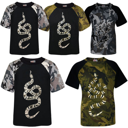 Boys T Shirts Kids Designer's 100% Cotton Snake Print T-Shirt New Age 5-13 Years