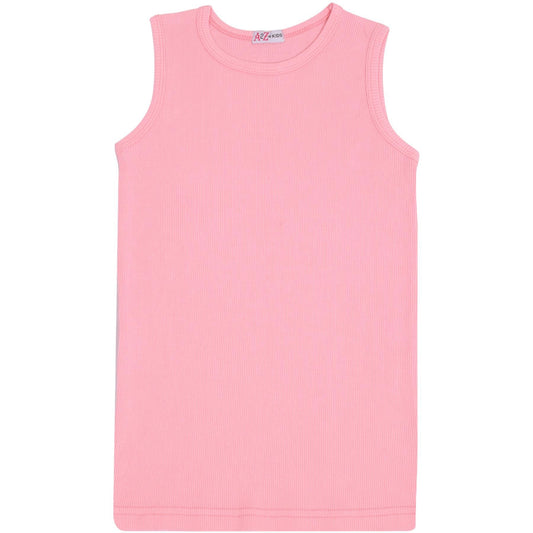 A2Z 4 Kids Kids Girls Ribbed Vest Top Designer's 100% Cotton Baby Pink Fashion Tank Tops T Shirts New Age 2 3 4 5 6 7 8 9 10 11 12 13 Years - A2Z 4 Kids