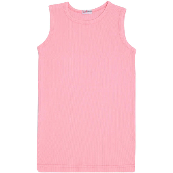 A2Z 4 Kids Kids Girls Ribbed Vest Top Designer's 100% Cotton Baby Pink Fashion Tank Tops T Shirts New Age 2 3 4 5 6 7 8 9 10 11 12 13 Years - A2Z 4 Kids