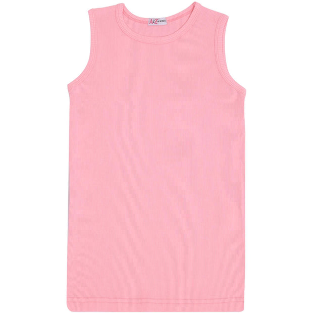 A2Z 4 Kids Kids Girls Ribbed Vest Top Designer's 100% Cotton Baby Pink Fashion Tank Tops T Shirts New Age 2 3 4 5 6 7 8 9 10 11 12 13 Years - A2Z 4 Kids