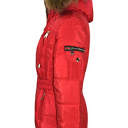 A2Z 4 Kids Kids Girls Jackets Red Puffer Hooded Stylish Detachable Faux Fur Padded Zipped Belted Slim Fit Warm Coats New Age 5 6 7 8 9 10 11 12 13 Years