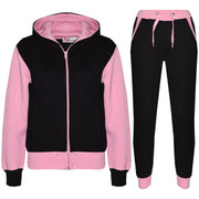 A2Z 4 Kids Girls Baby Pink Plain Tracksuit Contrast Fleece Hooded Top Bottom Jogging Suit Sweatpants Sports Joggers Activewear Set For Childrens Age 2 3 4 5 6 7 8 9 10 11 12 13 Years