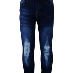 Kids Boys Stretchy Jeans Knee Ripped Denim Skinny Bikers Pants Slim Trouser 5-13