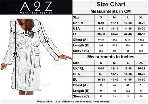 A2Z Womens Luxurious Fluffy Fleece Robe Winter Sherpa Hooded Dressing Gown
