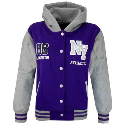 A2Z 4 Kids Girls Boys Baseball NY ATHLETIC Hooded Trending Jacket Age 5-13 Years