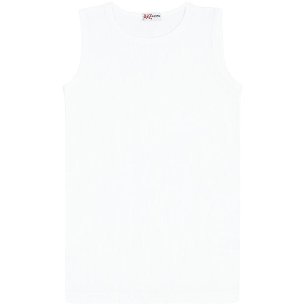 Kids Girls Ribbed Vest Top 100% Thick Cotton Fashion Tank Tops T Shirt 2-13 Year