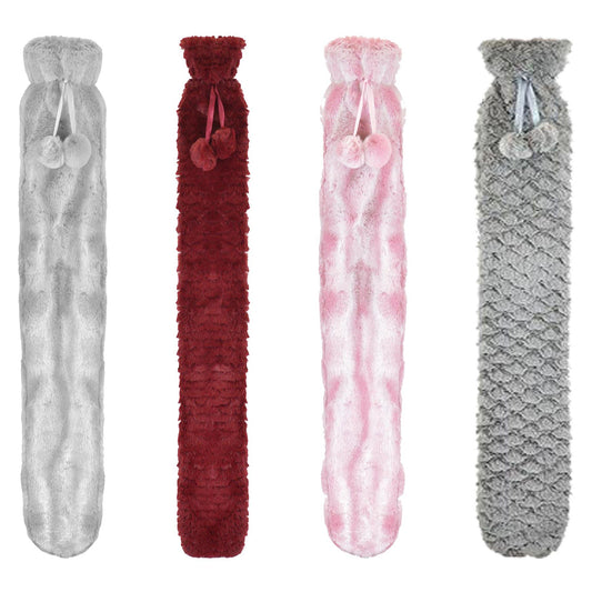 A2Z Hot Water Bottle 2 Litre Two Tone Fleece Cover Rubber Long Hot Water Bag