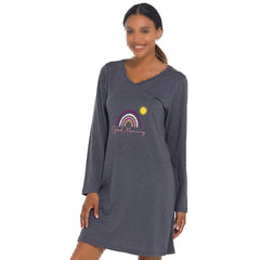 A2Z Ladies Long Sleeves Nightie Cotton Jersey Sleepwear Comfortable Nightshirts