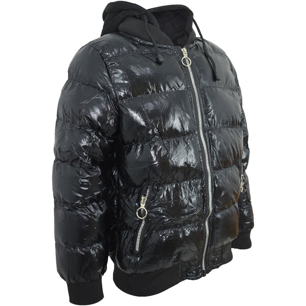 Kids Girls Boys Fashion Shiny Padded Jacket Metallic Wet Look Bubble Coat