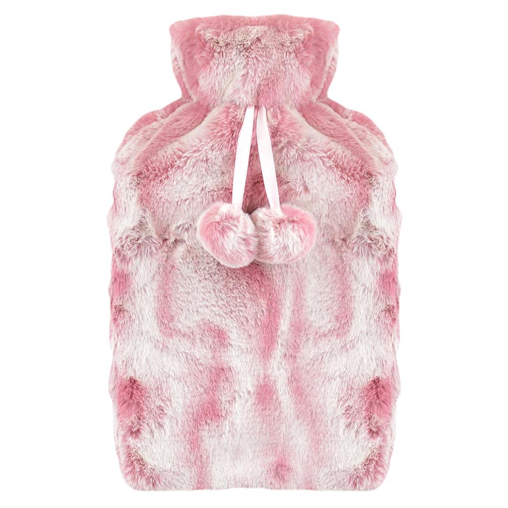 A2Z Hot Water Bottle 2 Litre Plush Faux Fur Fleece Cover Rubber Hot Water Bag