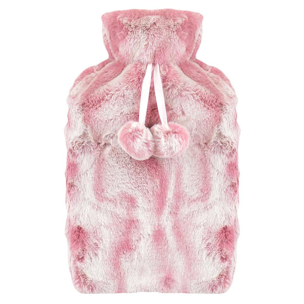 A2Z Hot Water Bottle 2 Litre Plush Faux Fur Fleece Cover Rubber Hot Water Bag