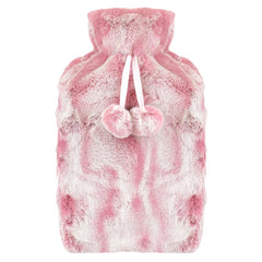 A2Z Hot Water Bottle 2 Litre Plush Faux Fur Fleece Cover Rubber Hot Water Bag