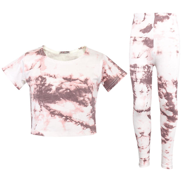 A2Z 4 Kids Girls Crop Top & Legging Rust Tie Dye Print Trendy Fashion Summer Outfit Clothing Sets New Age 5 6 7 8 9 10 11 12 13 Years