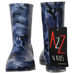 A2Z 4 Kids Boys Camouflage PVC Rain Boots Waterproof Mid-Calf Anti-Slip Wellies