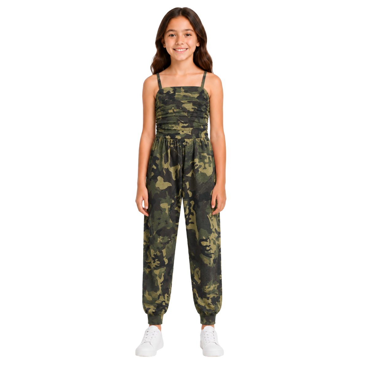 Girls Jumpsuit Kids Plain Color Trendy Playsuit All In One Jumpsuits 5-13 Years