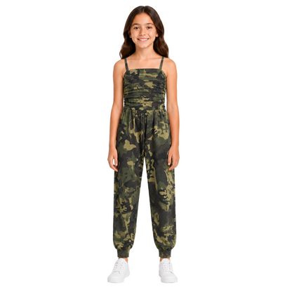 Girls Jumpsuit Kids Plain Color Trendy Playsuit All In One Jumpsuits 5-13 Years