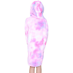 Kids Girls Boys Oversized Hoodie Blue Tartan Printed Snuggle Soft Fleece Blanket
