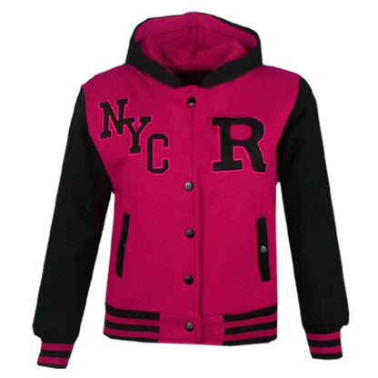 Kids Baseball Hooded R Fashion NYC/FOX Jacket Long Sleeve Coat Girls Boys 2-13Yr