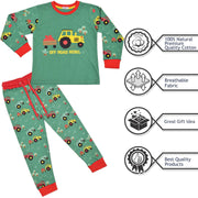 A2Z 4 Kids Tractor Pyjama Set Contrast Colour PJS Matching Top Bottom Green Pyjamas Comfy Loungewear Dress Up Outfit Gifts for Girls & Boys Age 2-13 Years