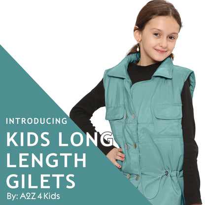 Kids Girls Sleeveless Coat Gilet Fashion Oversized Gilet Style Jacket Coat