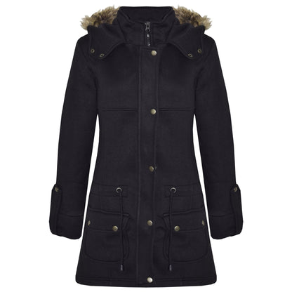 GIRLS COAT KIDS FLEECE PARKA JACKET LONG FAUX FUR HOODED SUMMER COATS AGE 7-13Y