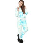 A2Z 4 Kids Girls Tracksuit Designer's Tie Dye Print Fleece Blue Hooded Zip Up Hoodie & Bottom Jogging Suit Joggers Age 5 6 7 8 9 10 11 12 13 Years