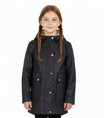 PU Raincoat Jacket Windbreaker Waterproof Parka Hooded For Girls Boys Age 5-13 Years