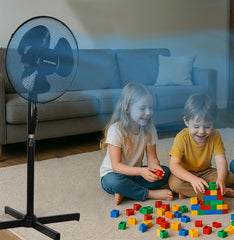 A2Z Pedestal Fan 16 Inch 3-Speed Oscillating Electric Standing Floor Fan