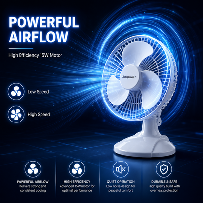 6 Inch Desk Fan White Portable Table Fan with 2 Speed Left and Right Cooling Fan
