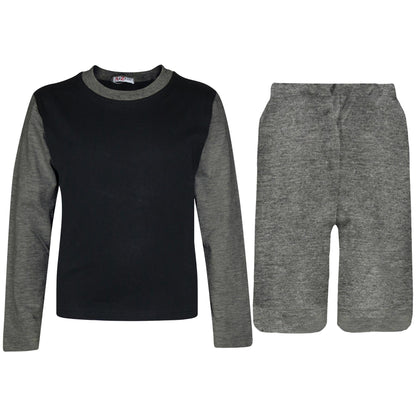Kids Boys Long Sleeve Pyjamas Contrast T-Shirt Shorts loungewear Age 5-13 Years