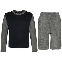 Kids Boys Long Sleeve Pyjamas Contrast T-Shirt Shorts loungewear Age 5-13 Years