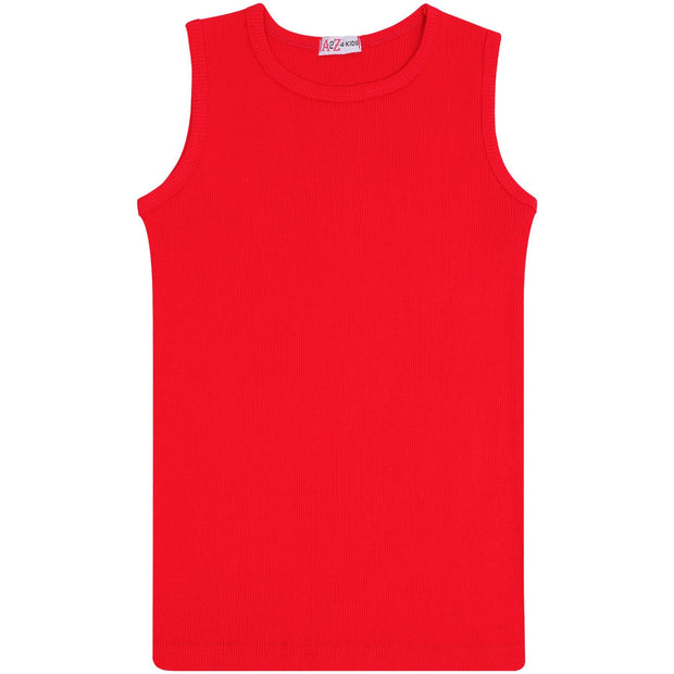 Kids Girls Ribbed Vest Top 100% Thick Cotton Fashion Tank Tops T Shirt 2-13 Year