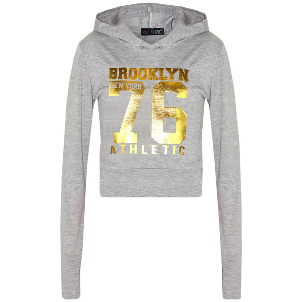 Girls Tops Kids Brooklyn 76 Hooded Crop Top & Legging Lounge Wear Set 7-13 Years