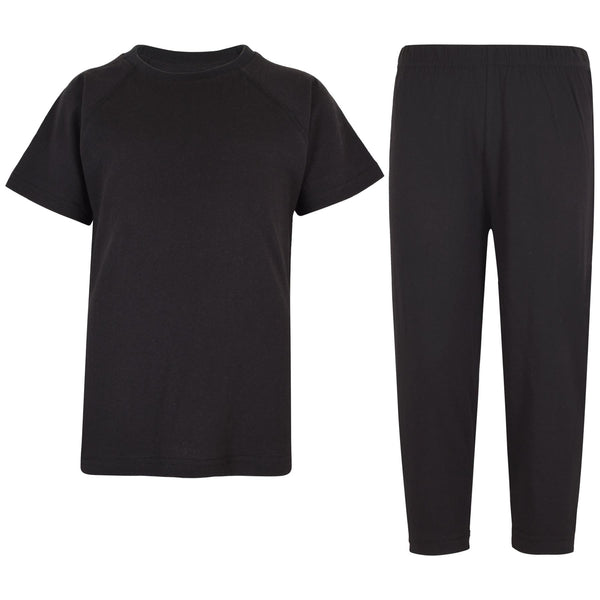 A2Z 4 Kids Girls Boys Raglan Sleeves Plain Pyjamas 2 Piece Short Sleeves Set