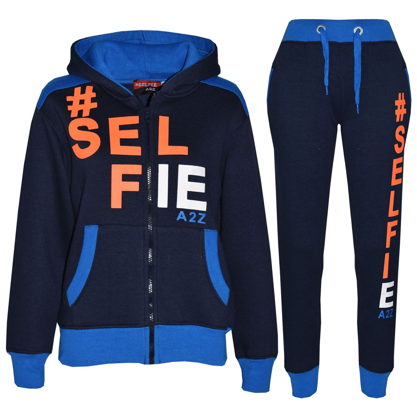 Kids Girls Boys #Selfie Tracksuit Hooded Hoodie Bottom Jog Suit Joggers 7-13 Yrs