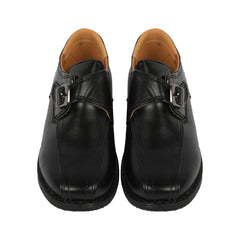 Kids Boys Teens Black School Shoes PU Leather Touch Fasten Strap Size 10 to 5