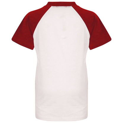 Kids Raglan Style T Shirt Contrast Colour Short Sleeve Top Girls Boys Age 5-13 Y