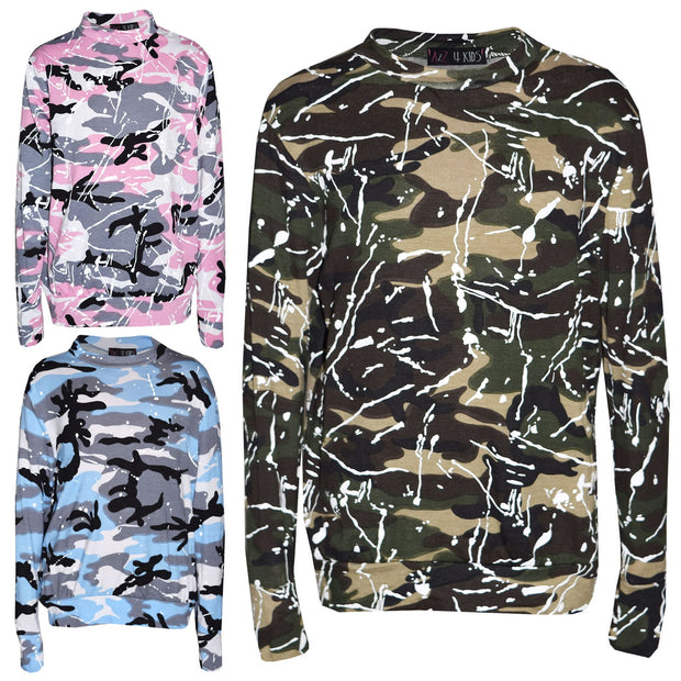 Kids Lounge Suit Girls Camouflage Splash Print Jogging Suit Tracksuit 7-13 Years