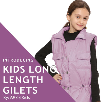 Kids Girls Sleeveless Coat Gilet Fashion Oversized Gilet Style Jacket Coat