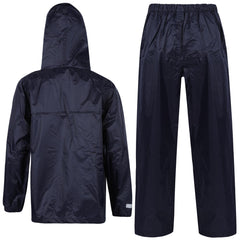 Kids Boys Girls Waterproof Hooded Rain Suit Jacket & Pants Set with Bag 3-14 Yrs
