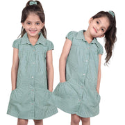 Kids Girls Pack Of 2 Uniform School Dress Gingham Dress With Matching Scrunchies