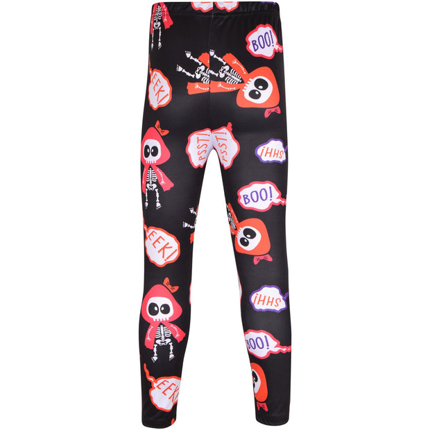 Girls Halloween Legging Spider Web Skull Print Leggings Fancy Costume 3-13 Years