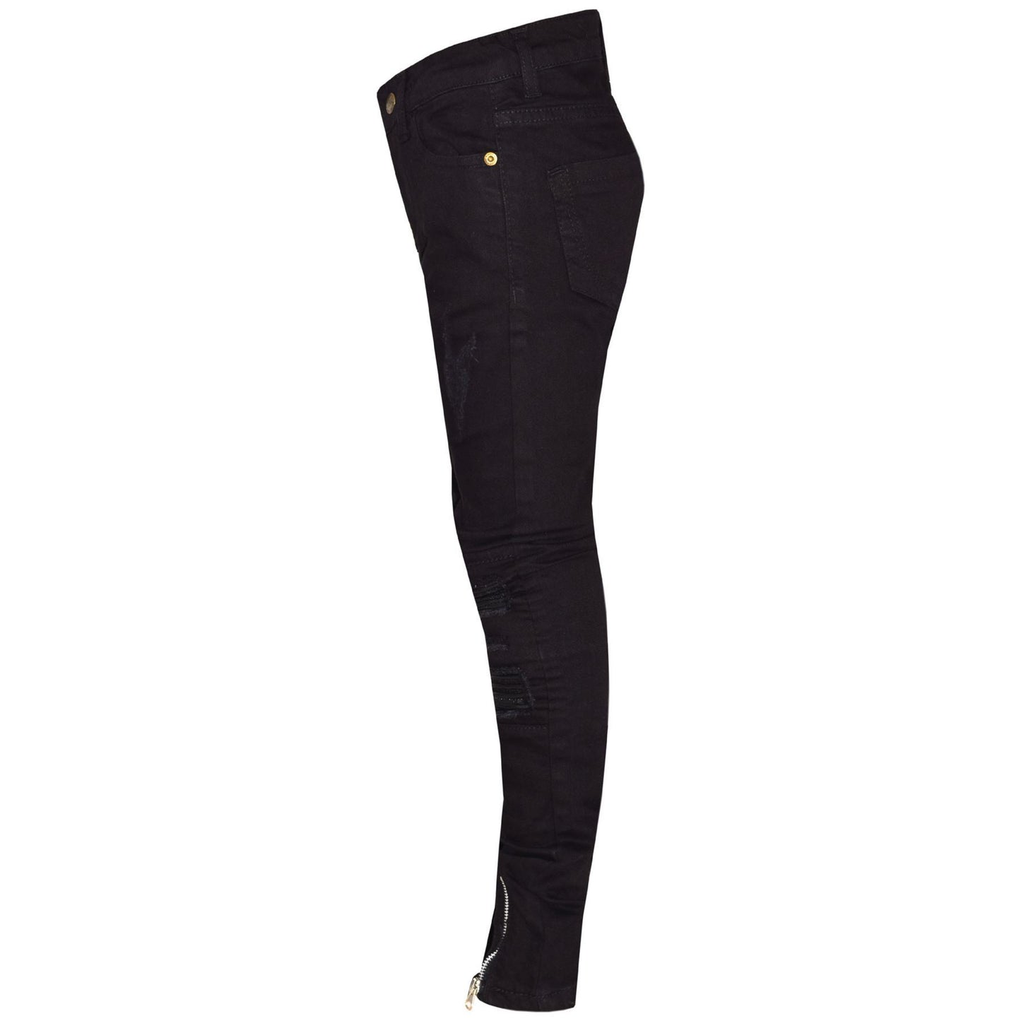 Kids Girls Stretchy Jeans Designer Ripped Drape Panel Denim Pant Trouser 5-13 Yr