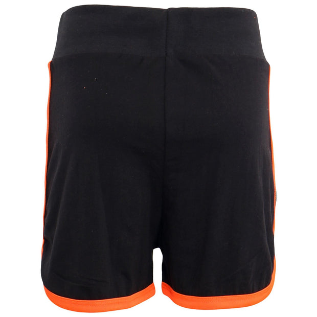 A2Z 4 Kids Black and Neon Orange Crop Top and Shorts Set Contrast Colour Short Sleeves T Shirt Summer Outfit 2 Piece Activewear Girls Boys Age 5-13 years