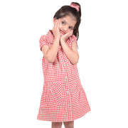 Kids Girls Gingham School Dress Check Printed Dresses With Matching Scrunchies - A2Z 4 Kids