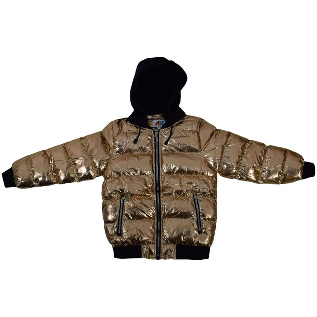 Kids Girls Boys Fashion Shiny Padded Jacket Metallic Wet Look Bubble Coat
