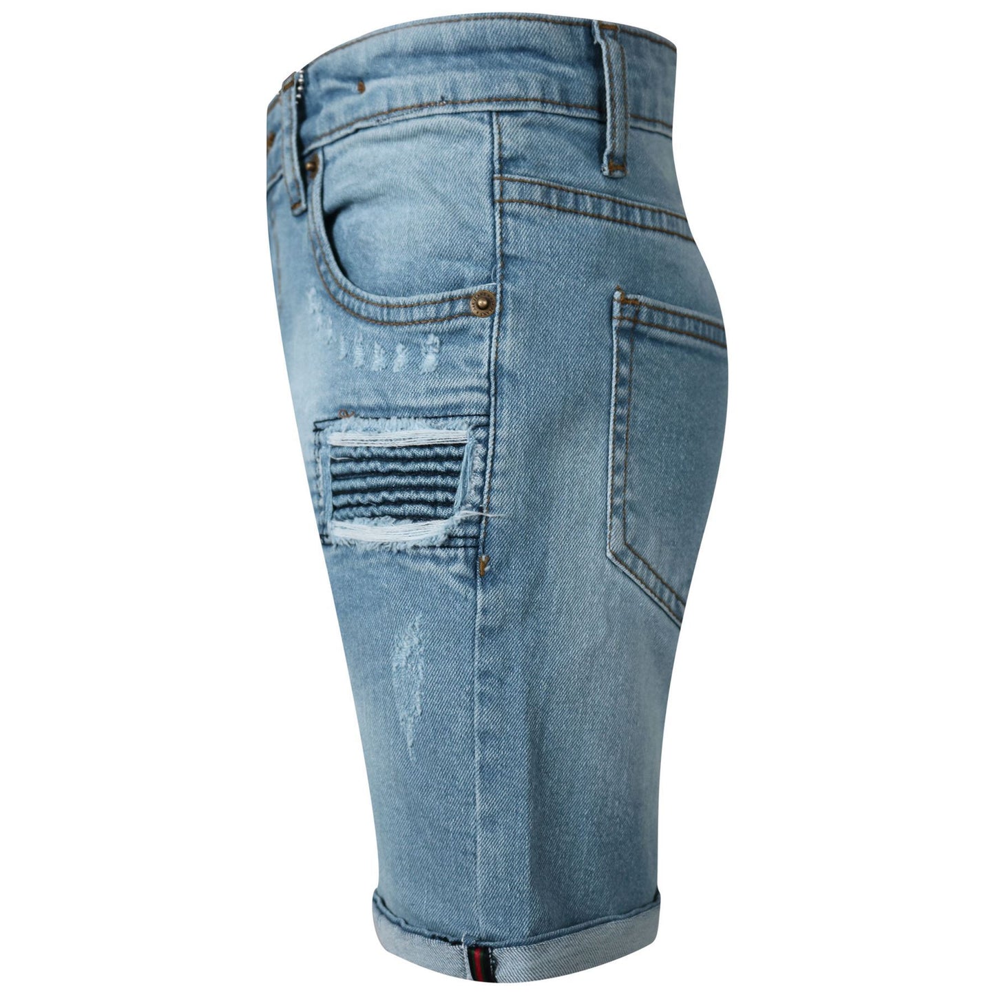 Kids Boys Ripped Light Blue Denim Shorts Comfort Stretch Jeans Trouser Pants