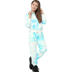 A2Z 4 Kids Girls Tracksuit Designer's Tie Dye Print Fleece Blue Hooded Zip Up Hoodie & Bottom Jogging Suit Joggers Age 5 6 7 8 9 10 11 12 13 Years