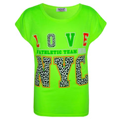 Kids Girls LOVE Us Athletic Team NYC Printed Trendy Fashion Crop Top 7-13 Years